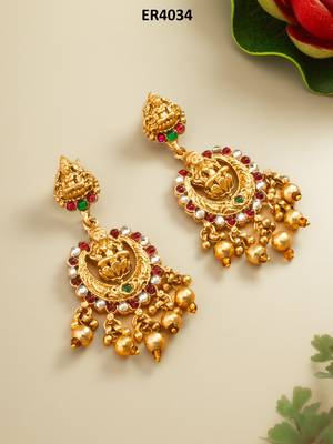 lakshmi temple chandbali earrings with kundan stones 1