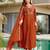 Rust brown embroidered cp vichitra anarkali suit set with dupatta for women