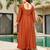 Rust brown embroidered cp vichitra anarkali suit set with dupatta for women
