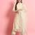 Floral embroidered silk round neck kurta trouser and dupatta set