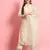 Floral embroidered silk blend round neck kurta trouser and dupatta set