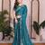 Women’s Teal Blue Embroidered Saree