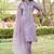 Floral embroidered silk round neck kurta trouser and dupatta set
