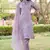 Floral embroidered silk blend round neck kurta trouser and dupatta set