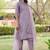 Floral embroidered silk round neck kurta trouser and dupatta set