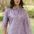 Floral embroidered silk round neck kurta trouser and dupatta set