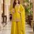 Yellow premium chinon beads work suit set