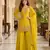 Yellow premium chinon beads work suit set