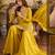 Yellow premium chinon beads work suit set
