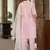 Floral embroidered silk round neck kurta trouser and dupatta set