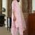 Floral embroidered silk round neck kurta trouser and dupatta set