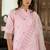 Floral embroidered silk round neck kurta trouser and dupatta set