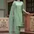 Floral embroidered silk blend round neck kurta trouser and dupatta set