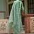 Floral embroidered silk round neck kurta trouser and dupatta set