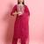 Floral embroidered silk round neck kurta trouser and dupatta set