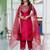 Floral embroidered silk round neck kurta trouser and dupatta set