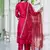 Floral embroidered silk round neck kurta trouser and dupatta set
