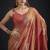 Orange polka butti work tissue silk saree with matching blouse piece
