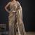 Golden polka butti work tissue silk saree with matching blouse piece
