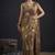 Brown polka butti work tissue silk saree with matching blouse piece