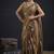 Brown polka butti work tissue silk saree with matching blouse piece