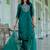 Floral embroidered silk round neck kurta trouser and dupatta set