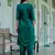 Floral embroidered silk round neck kurta trouser and dupatta set