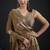 Brown polka butti work tissue silk saree with matching blouse piece