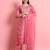 Floral embroidered silk round neck kurta trouser and dupatta set