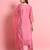 Floral embroidered silk round neck kurta trouser and dupatta set