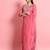 Floral embroidered silk round neck kurta trouser and dupatta set
