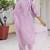 Floral embroidered silk round neck kurta trouser and dupatta set