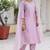 Floral embroidered silk round neck kurta trouser and dupatta set