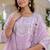 Floral embroidered silk round neck kurta trouser and dupatta set