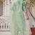 Floral embroidered silk round neck kurta trouser and dupatta set