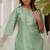 Floral embroidered silk round neck kurta trouser and dupatta set