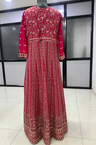 Magenta embroidery codding & sequin anarkali - free size