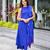 Royal Blue Cotton Kurta Pant Set with Contrast Dupatta