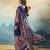 dark blue  satin printed saree