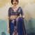 dark blue  satin printed saree