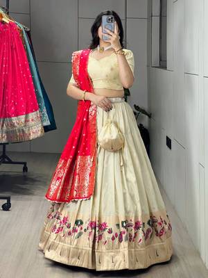 rani pink silk blend weaving anarkali lehenga choli  2