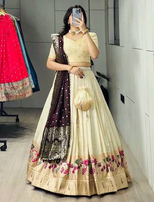 wine silk blend zari lehenga choli 1