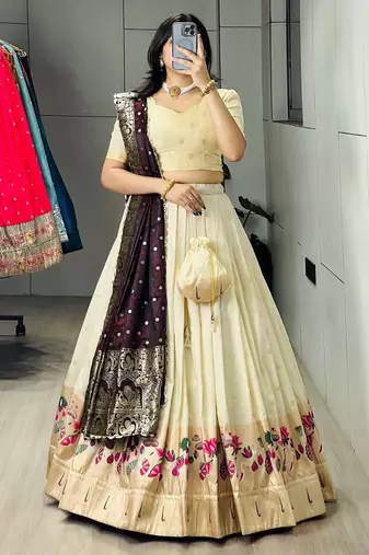 wine silk blend zari lehenga choli