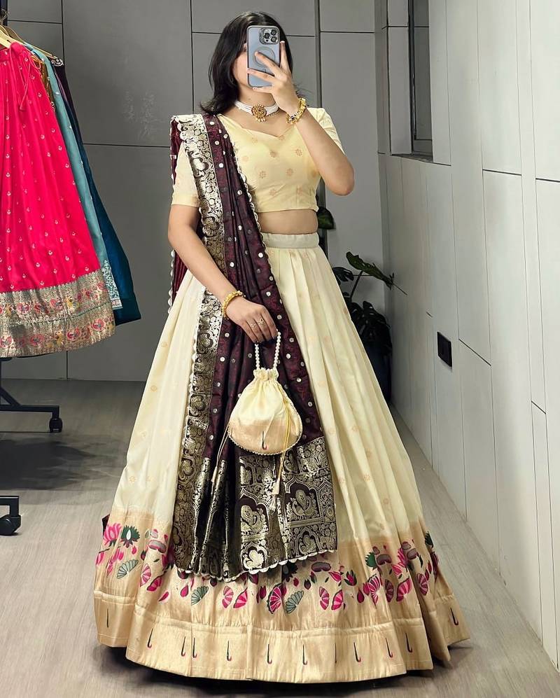 wine silk blend zari lehenga choli