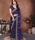 Designer Party Wear Floral Embroidery Saree