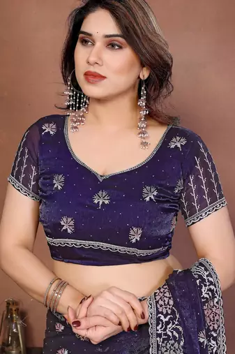 Designer Party Wear Floral Embroidery Saree