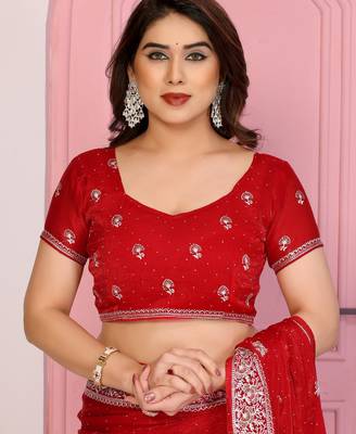 Designer Party Wear Floral Embroidery Saree 4
