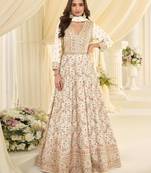 Off white georgette anarkali gown - free size