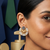 Ethnic gold & silver-tone bird statement earrings with pearl seed beads