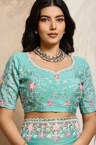 Designer Party Wear Floral Embroidery Saree